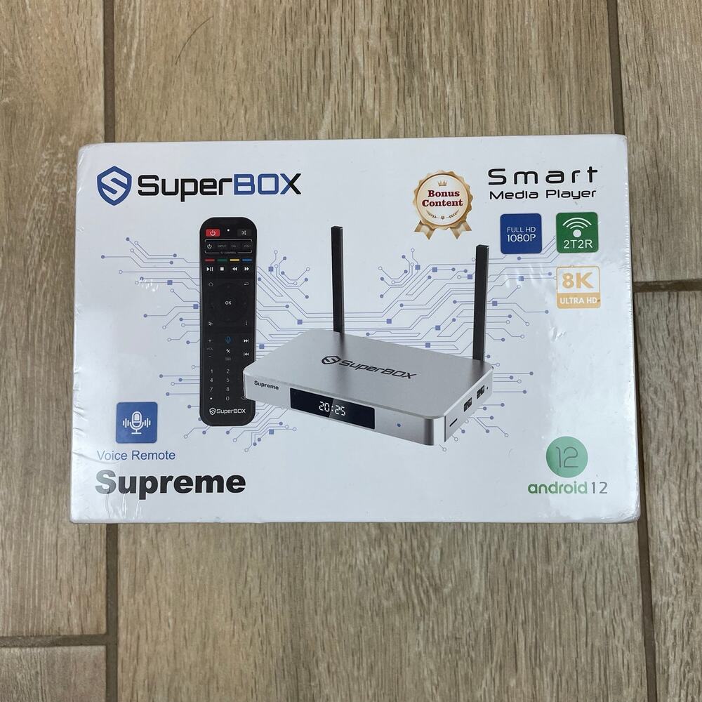 SuperBOX Supreme Smart Media Player Android 12 4GB 128GB 8K Ultra HD Sealed